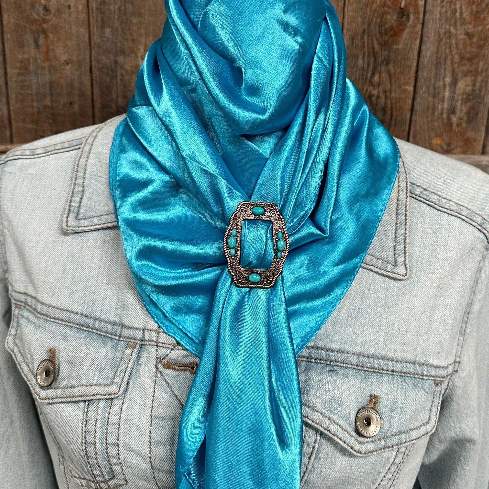 35X35"  Solid Aqua Wild Rag / Scarf - W195B Slide WRSC8G