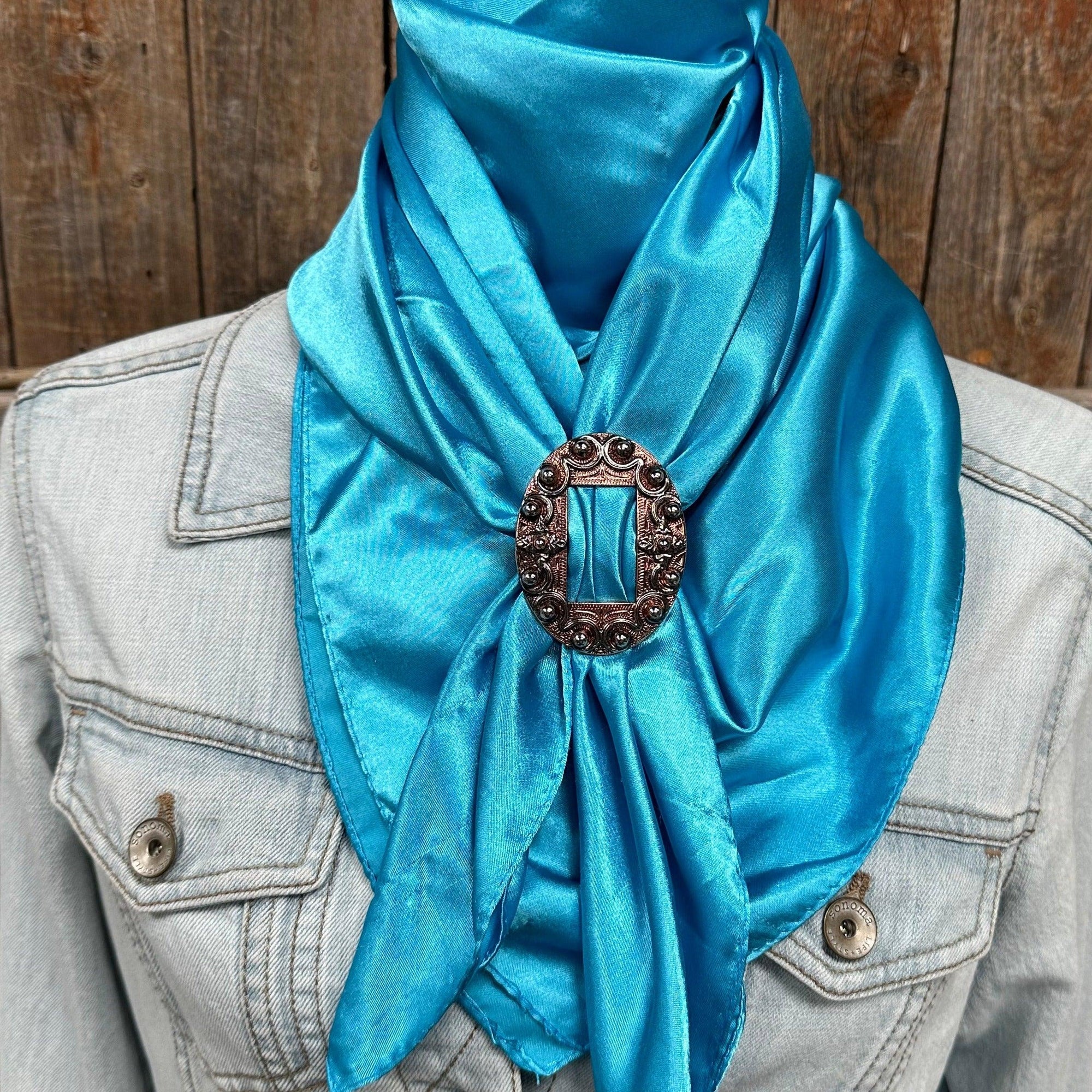 35X35"  Solid Aqua Wild Rag / Scarf - W184B Slide WRSC8I