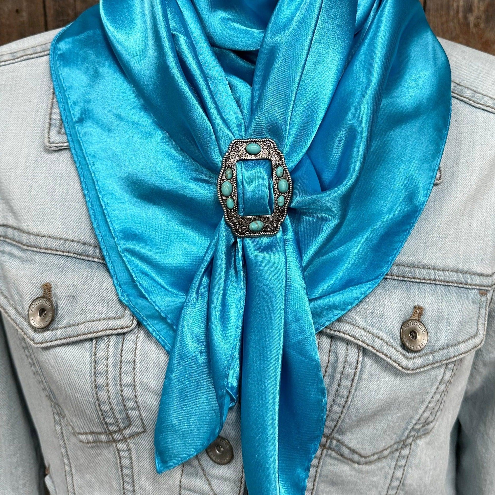 35X35"  Solid Aqua Wild Rag / Scarf - W198B Slide WRSC8J