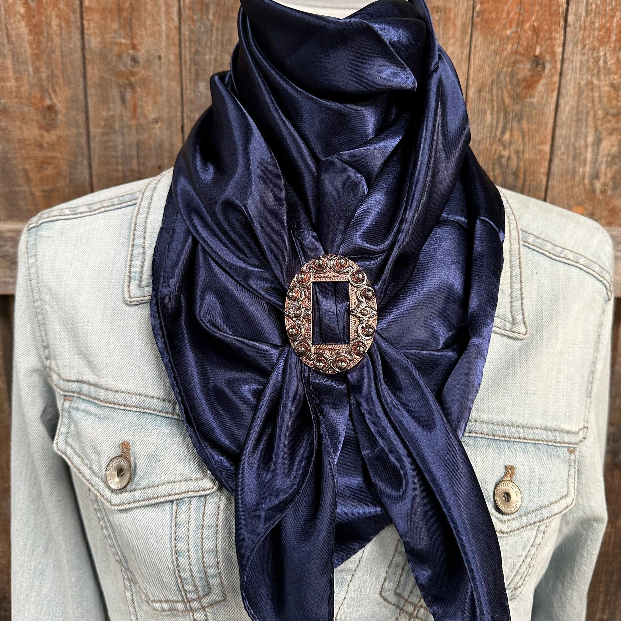 35X35"  Solid Dark Blue Wild Rag / Scarf - W184B Slide WRSC9H