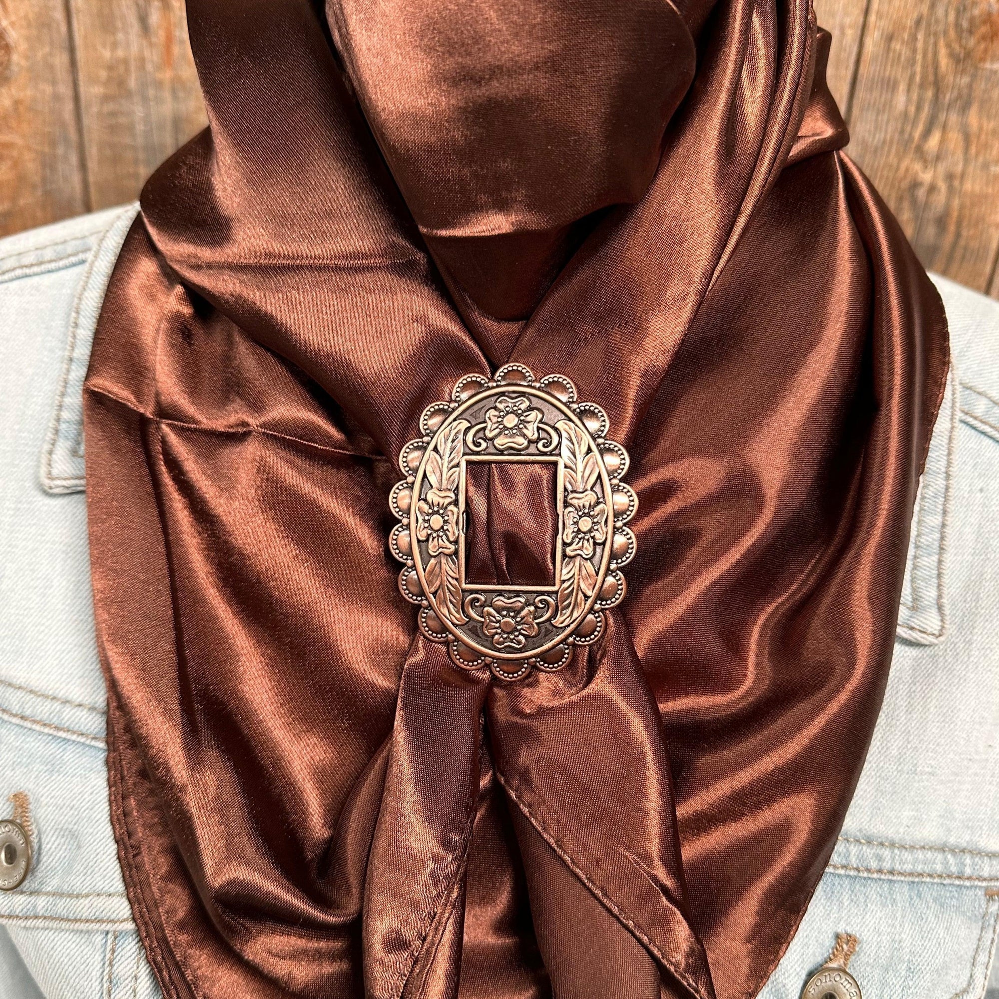 35X35"  Solid Brown Wild Rag / Scarf - W197B Slide WRSC2G