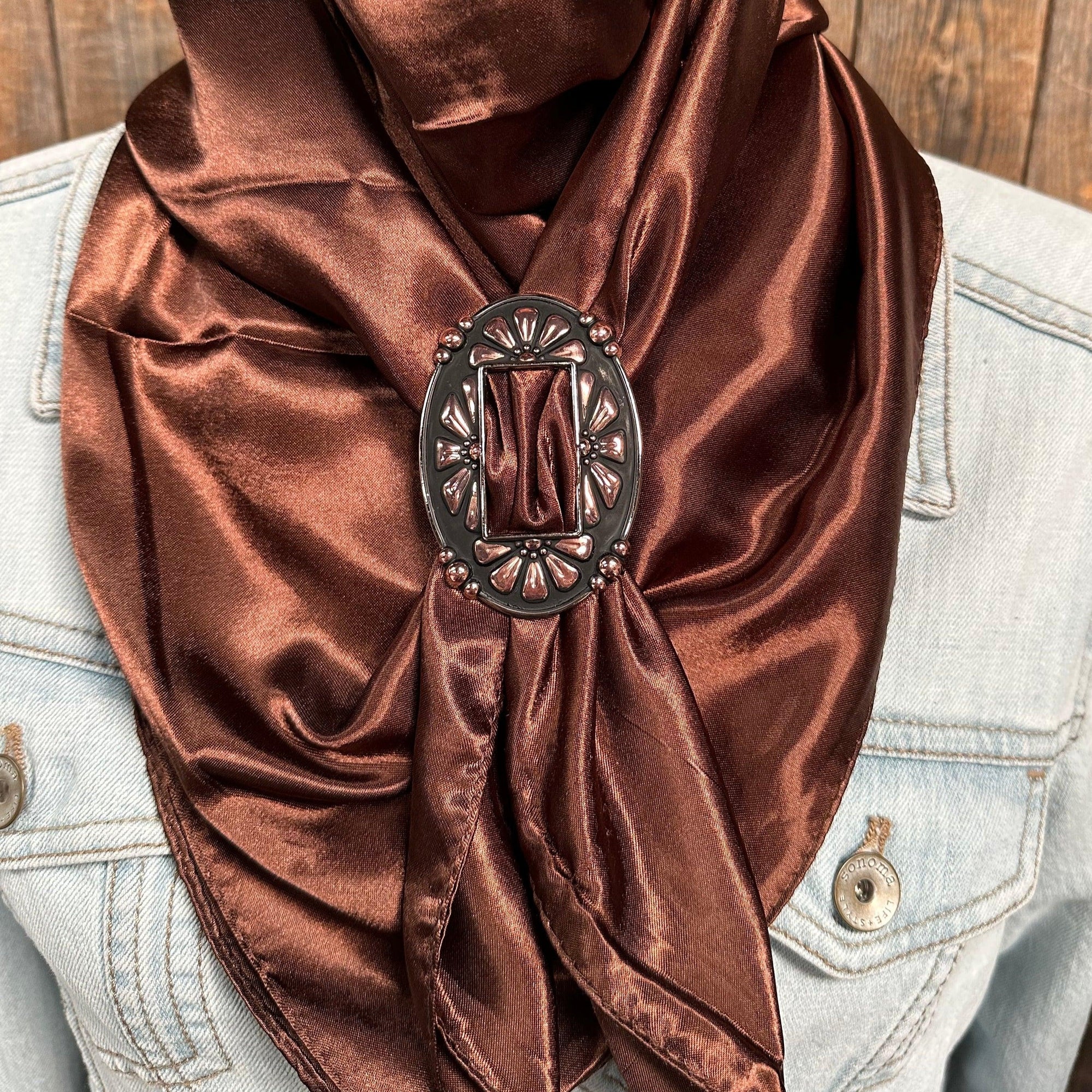 35X35"  Solid Brown Wild Rag / Scarf - W196B Slide WRSC2H