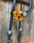 Black Basketweave Yellow and Clear Browband / One Ear Tack Set 