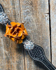 Black Basketweave Yellow and Clear Browband / One Ear Tack Set 
