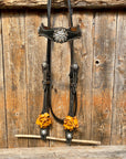 Black Basketweave Yellow and Clear Browband / One Ear Tack Set 