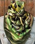35X35"  Green Floral Paisley Wild Rag / Scarf WR174