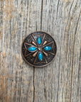 Copper Turquoise & Clear Crystal Concho 1"  W138S