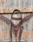 Dark Oil Braided Browband One-Ear Breast-Collar Tack Set For Western Rodeo-Performance Show