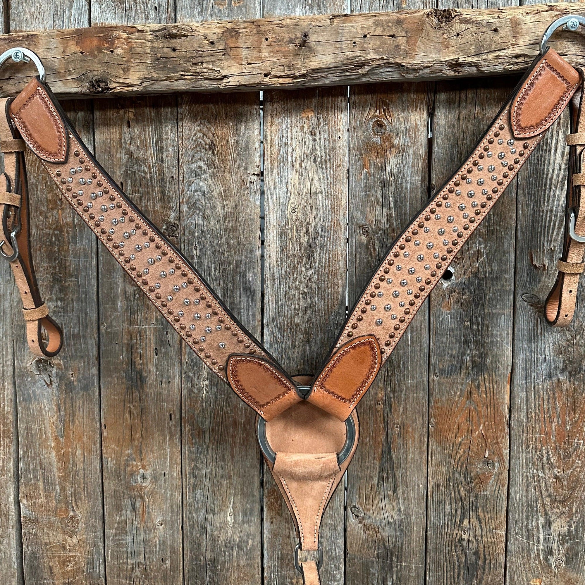 Copper and Silver Dot Rough-Out Breastcollar 