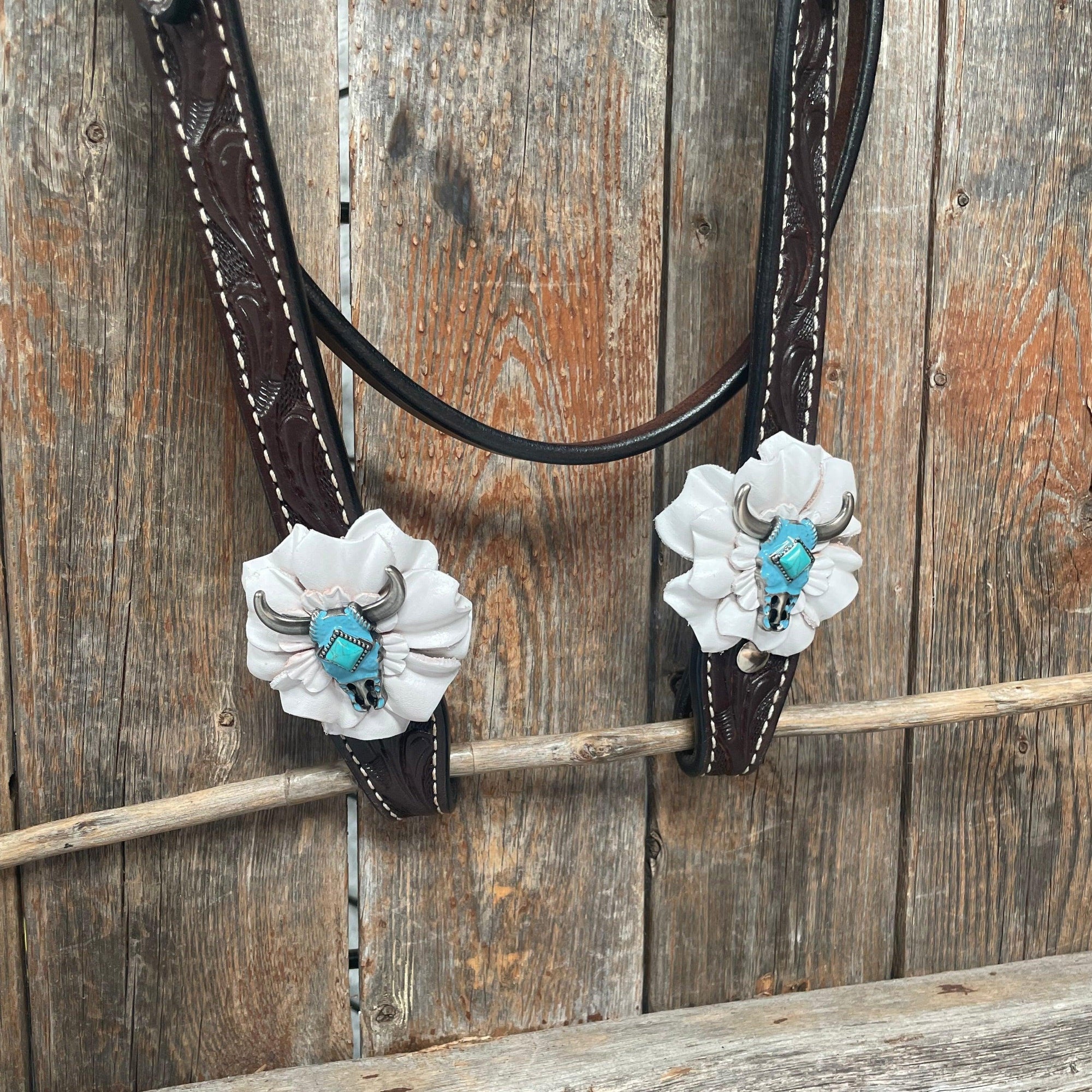 Dark Oil Steer Head Browband Tack Set  