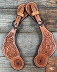 Light Oil Floral Tooled Spur Straps