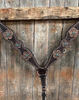 Copper Dot Honeycomb Flower and Turquoise Browband / One Ear Tack Set 
