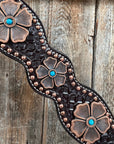 Copper Dot Honeycomb Flower and Turquoise Browband / One Ear Tack Set 