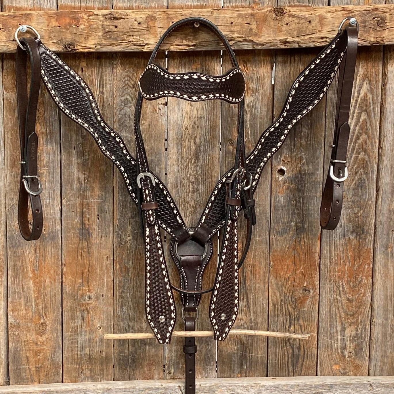 Dark Oil Basketweave Buckstitch Tack Sets
