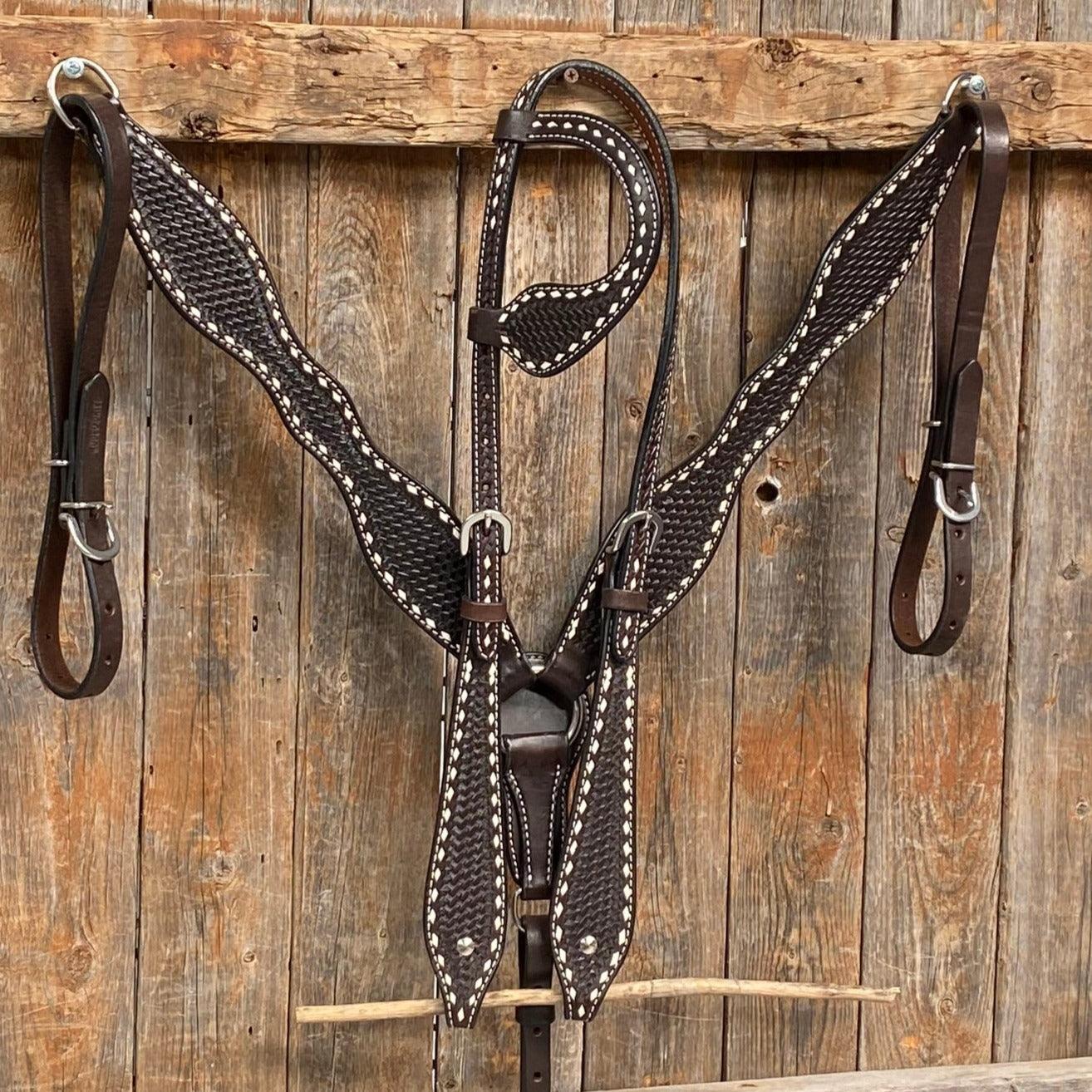 Dark Oil Basketweave Buckstitch Tack Sets