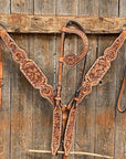 Light Oil Floral Tooled Silver Buckstitching & Dots Tack Sets