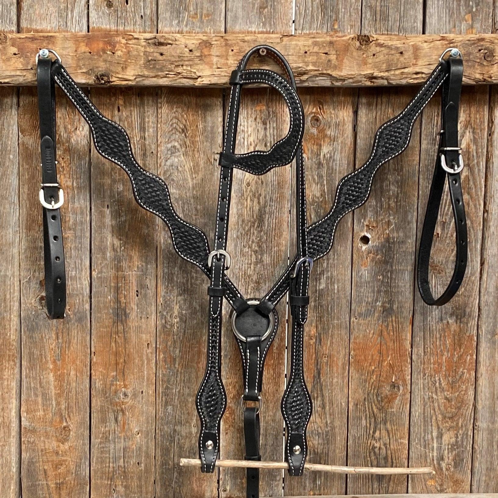 Basketweave Scalloped Black Tack Sets