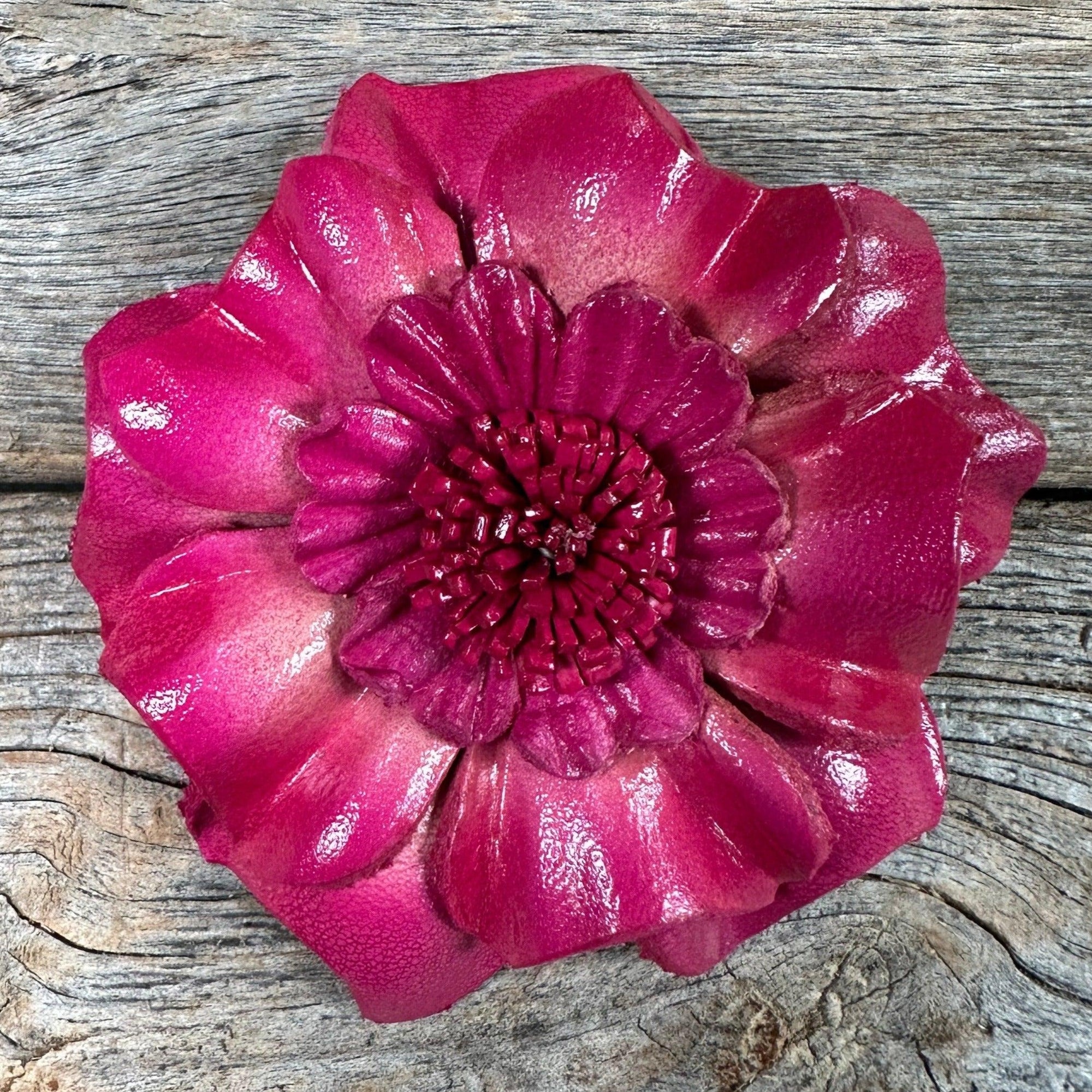 Hot Pink Carnation Leather Flower