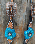 Classic Turquoise and Clear Browband/One Ear Tack Set / Witherstrap  
