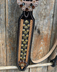 Two Tone Leather - Brass Studded Gold Browband / Breastcollar Tack Set 