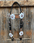 Two Tone Floral Pink and White Browband/ Breastcollar Tack Set 