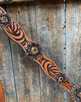 Zebra Jet and Topaz Browband / Breastcollar Tack Set 