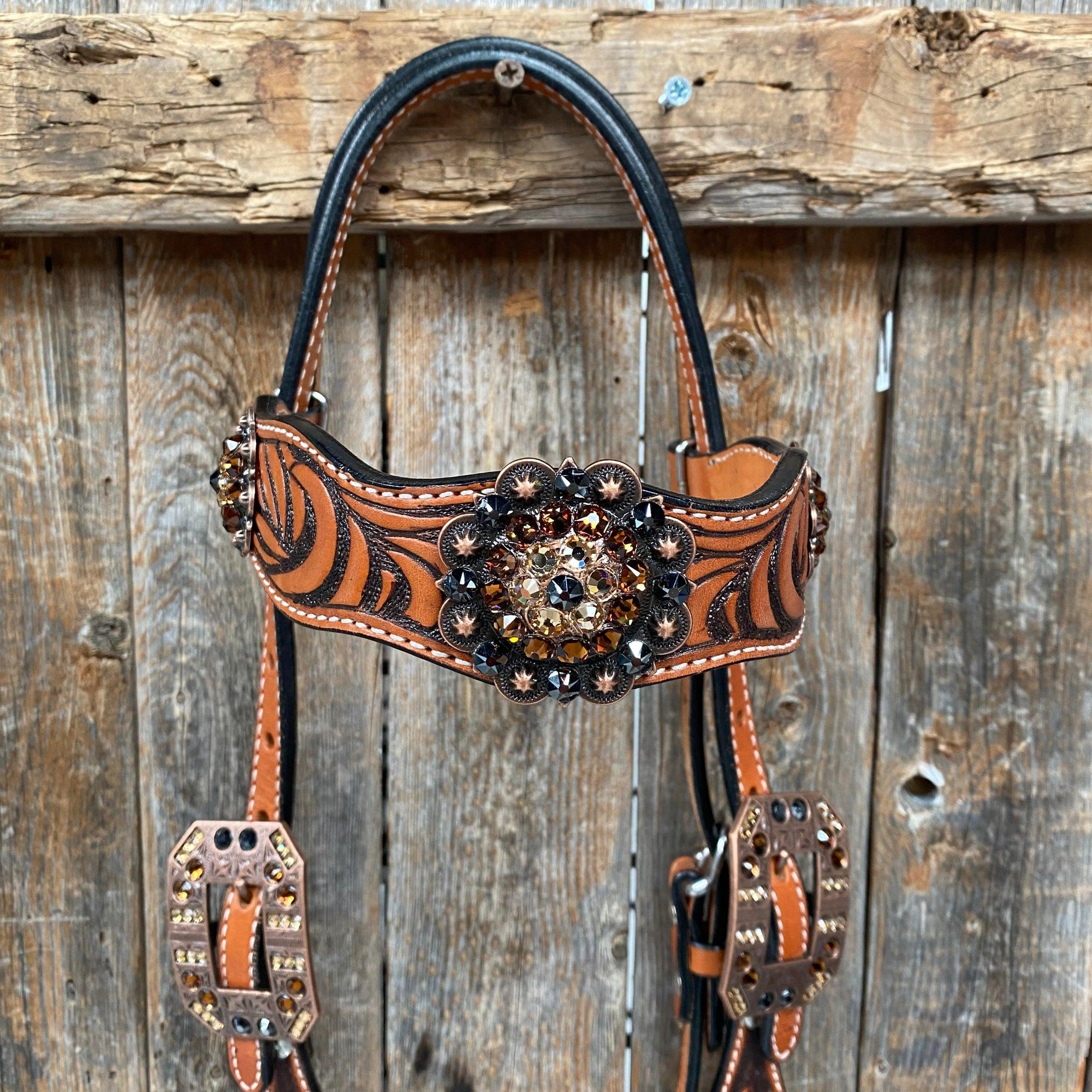 Zebra Jet and Topaz Browband / Breastcollar Tack Set 