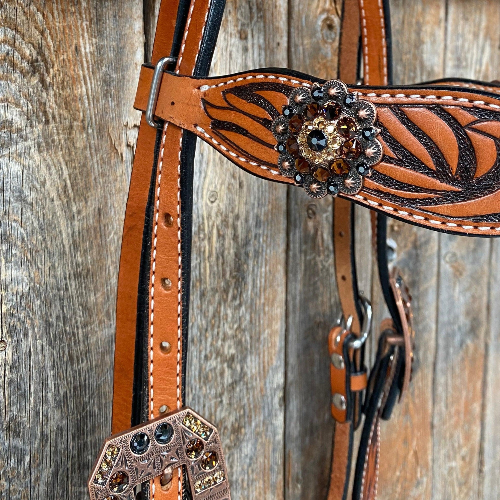 Zebra Jet and Topaz Browband / Breastcollar Tack Set 