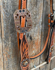 Zebra Jet and Topaz Browband / Breastcollar Tack Set 