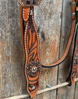 Zebra Jet and Topaz Browband / Breastcollar Tack Set 