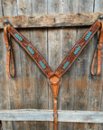 Light Oil Buckaroo Roper Turquoise One Ear & Breastcollar Tack Set 