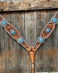 Whipstitch Turquoise & AB Browband/One Ear Tack Set with Wither Strap  
