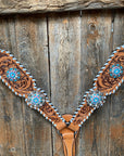 Whipstitch Turquoise & AB Browband/One Ear Tack Set with Wither Strap  