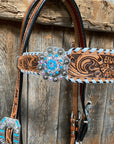 Whipstitch Turquoise & AB Browband/One Ear Tack Set with Wither Strap  