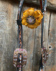 Classic Yellow and Pink Browband/One Ear Tack Set with Wither Strap  