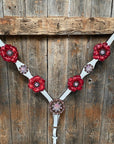 White Leather AB and Gardenias One Ear Tack Set with Wither Strap 