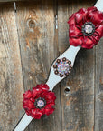 White Leather AB and Gardenias One Ear Tack Set with Wither Strap 