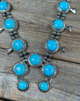 Chunky Turquoise Squash Blossom and Horseshoe Fashion Necklace WA214