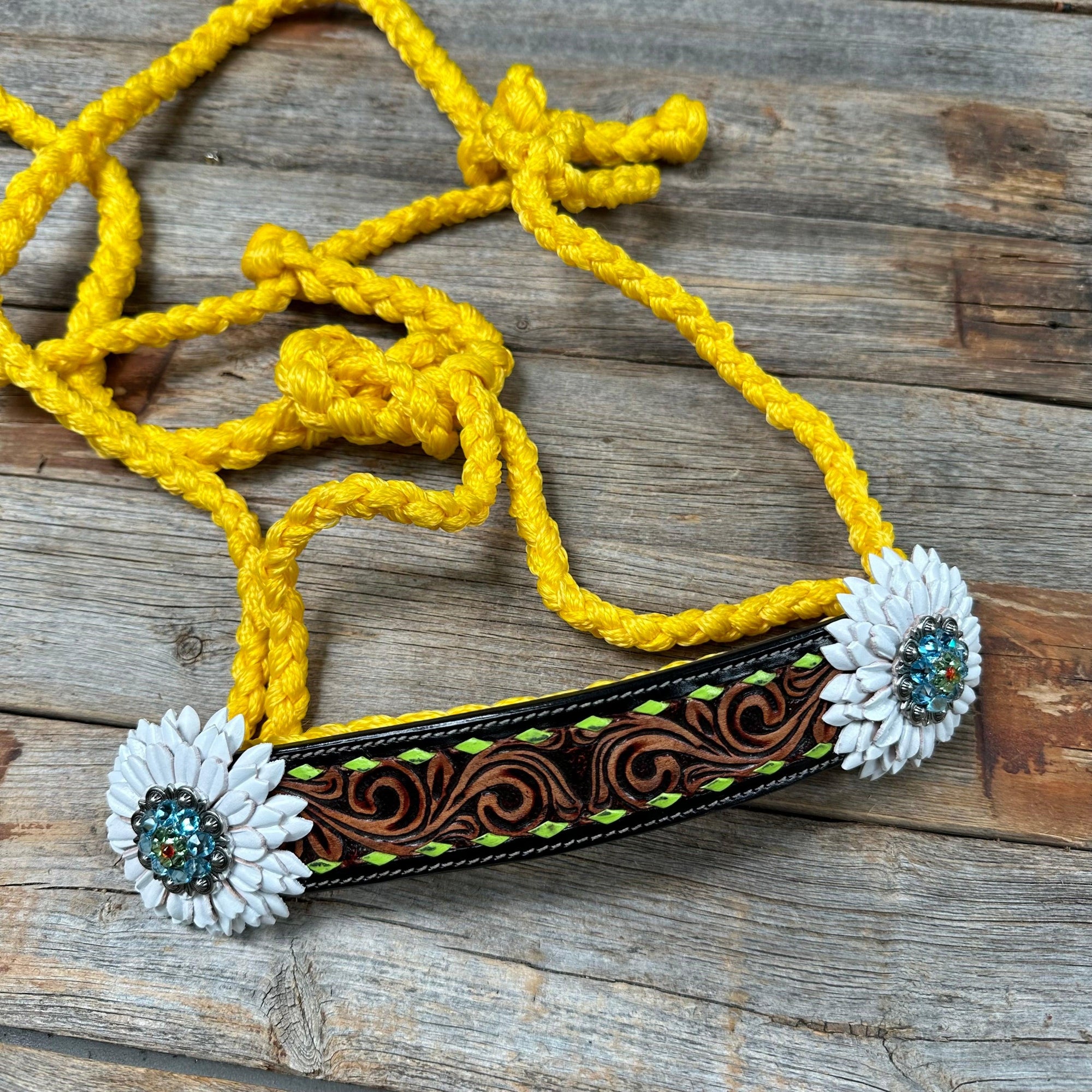 Yellow Mule Tape Halter - White and Lime 