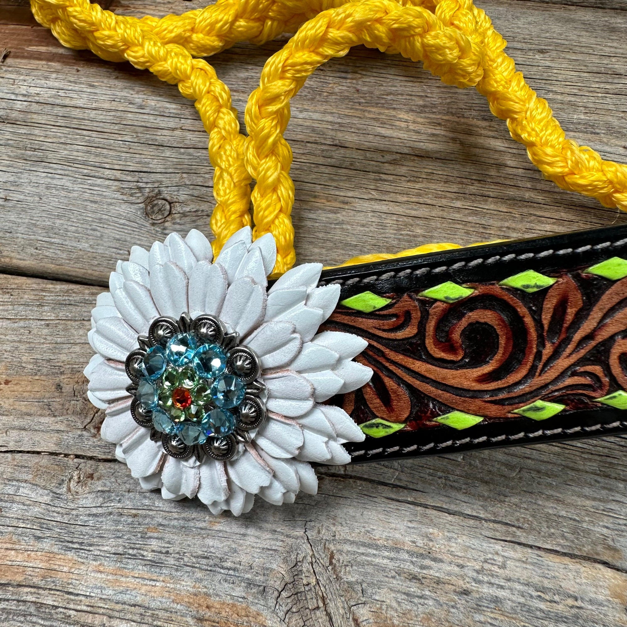 Yellow Mule Tape Halter - White and Lime 