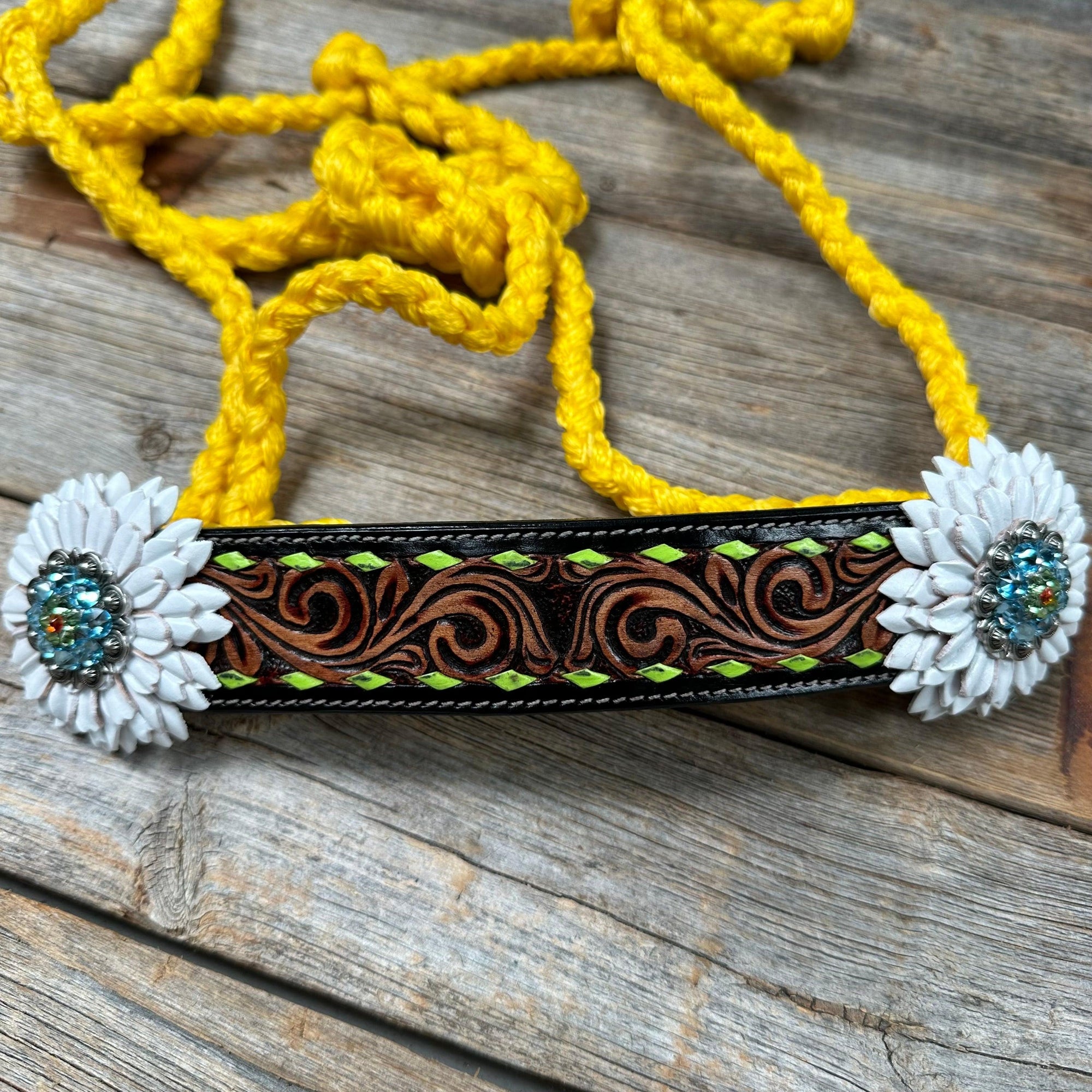 Yellow Mule Tape Halter - White and Lime 
