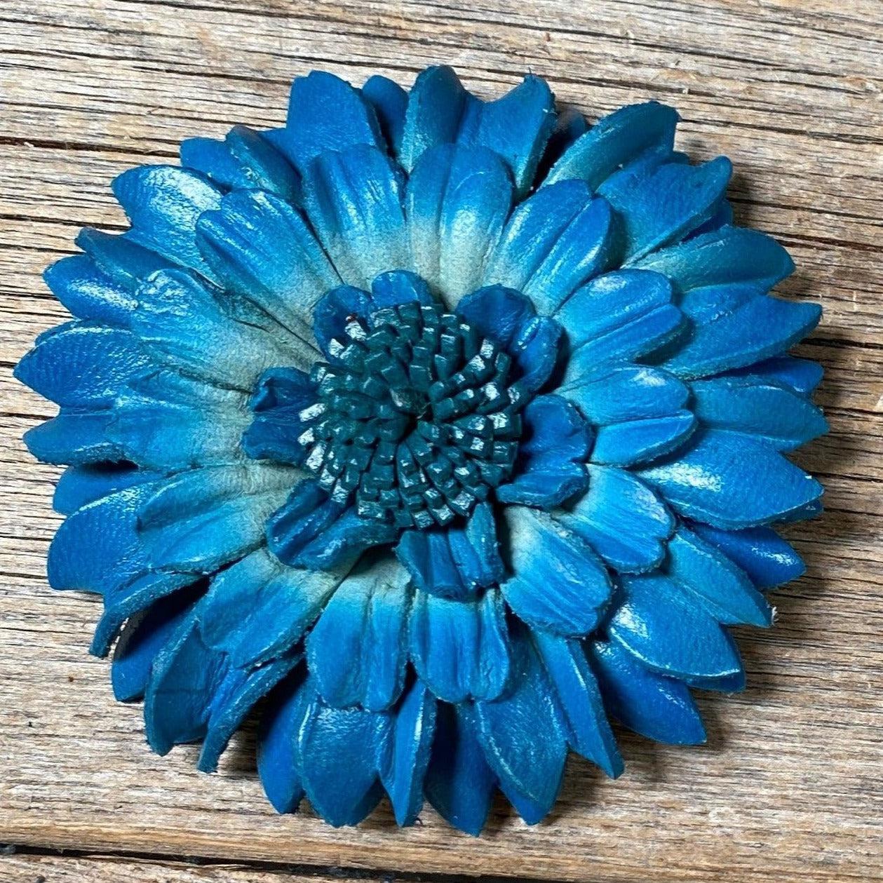 Turquoise Daisy Leather Flower