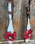White Leather AB and Gardenias One Ear Tack Set with Wither Strap 