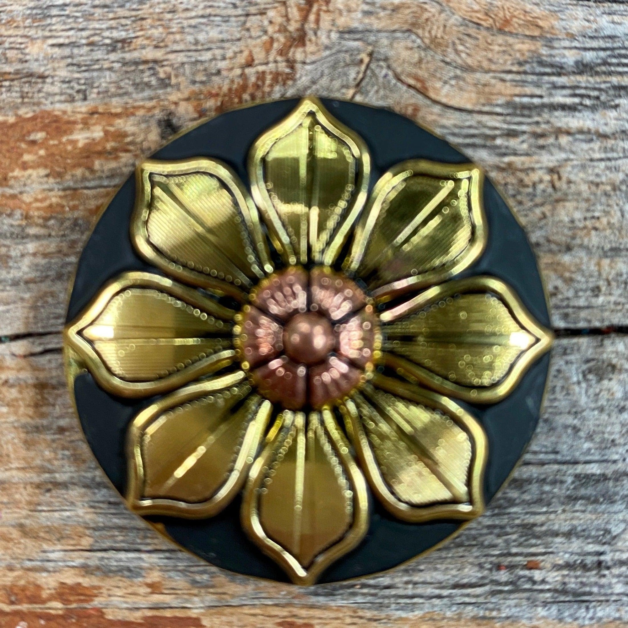 Black &amp; Gold Sunflower Concho 1.5" W125L