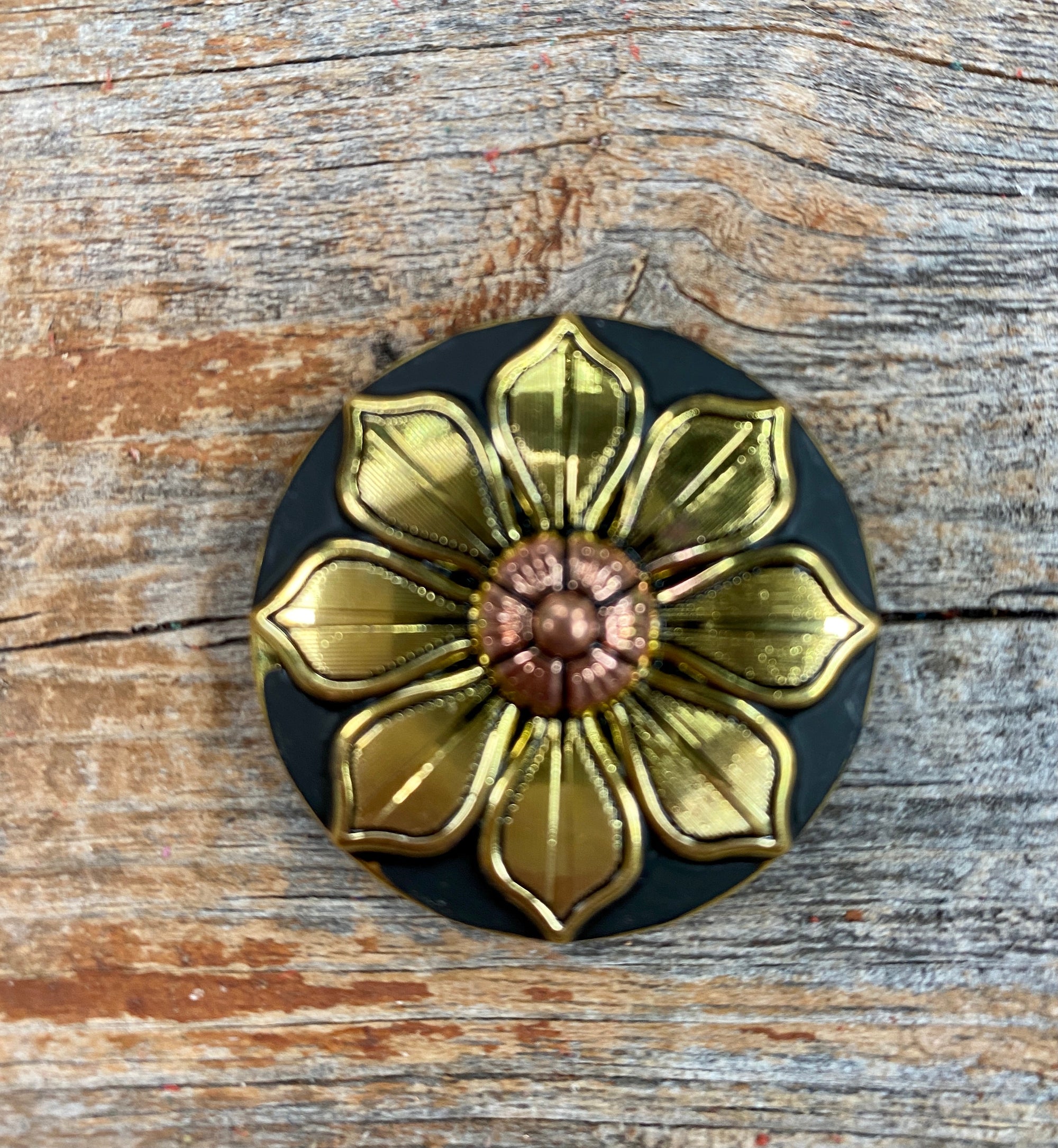 Black &amp; Gold Sunflower Concho 1” W125S
