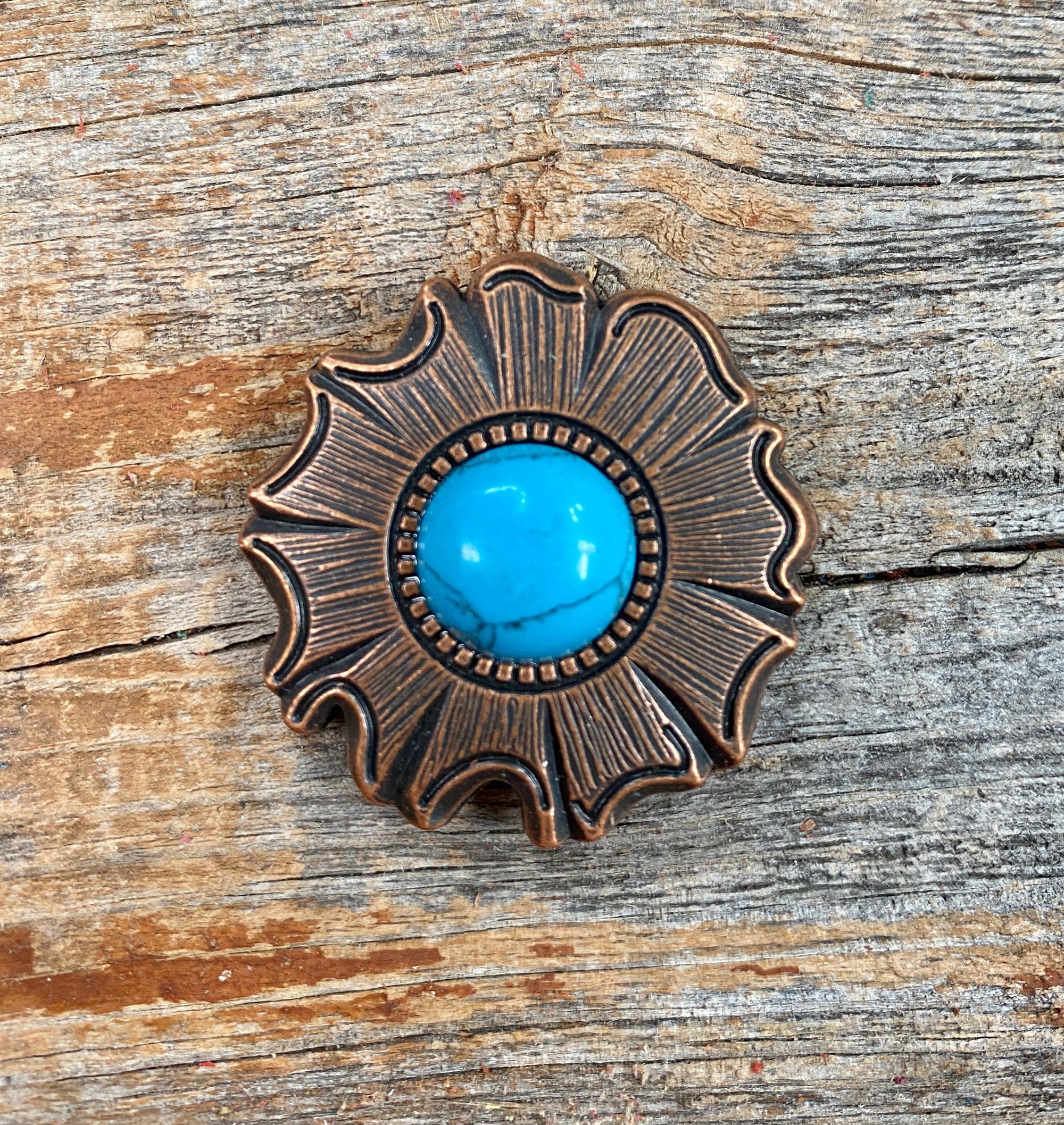 Copper Turquoise Round Concho 1.5"  W128L