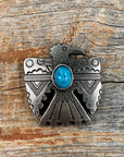 Antique Silver Turquoise Thunderbird Concho 1.5" W181L