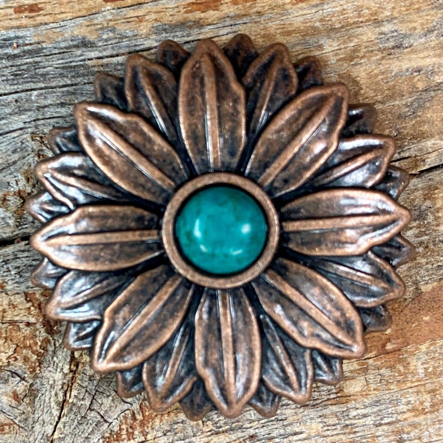 Copper Daisy Turquoise Concho 1.5"  W132L