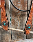 Light Oil V Brow Copper and Turquoise Browband & Breastcollar Tack Set 