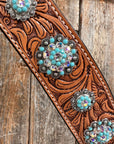 Light Oil Buckaroo Roper Turquoise and AB One Ear & Breastcollar Tack Set 